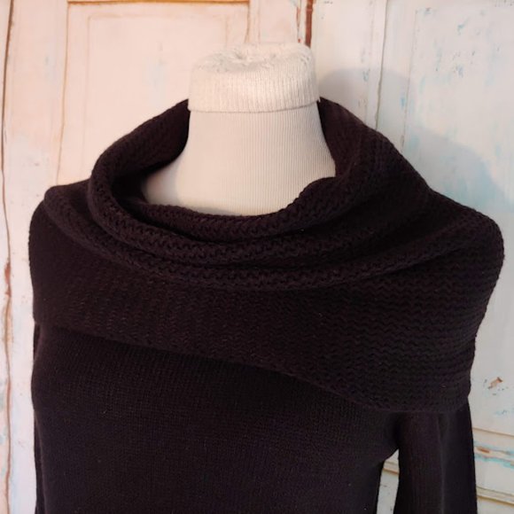 H& M cow neck long sleeve knit sweater dress/size M/black - Picture 4 of 8